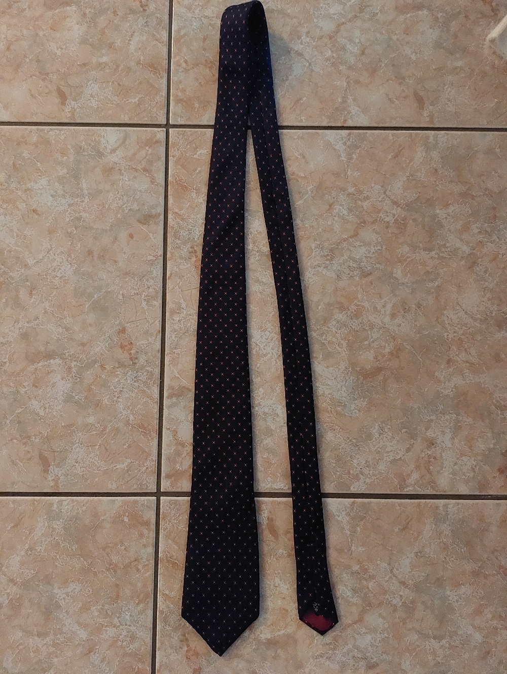 Bert Pulitzer Men's Navy Tie with Red Dot Pattern